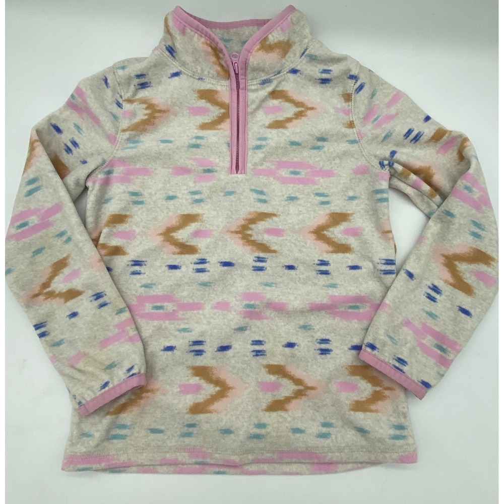 OshKosh Bgosh Kids Girls Gray Pink Southwestern Geometric Fleece QuarterZip 6/6x